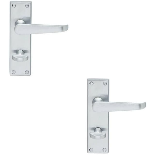 Loops 2x Victorian Flat Lever on Bathroom Backplate Handle 150 x 42mm Satin Chrome Multi