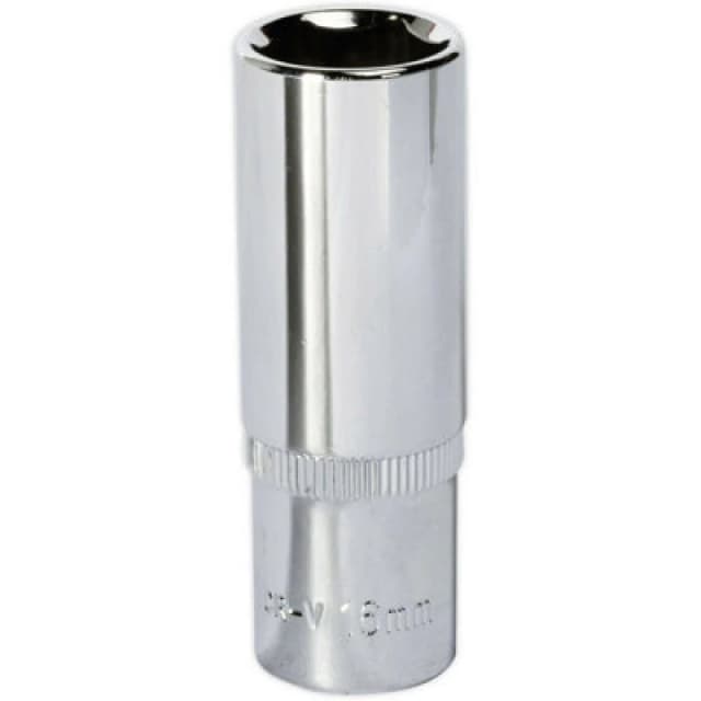 Loops 16mm Forged Steel DEEP Drive Socket - 3/8" Square Drive Polished Chrome Vanadium Metallics