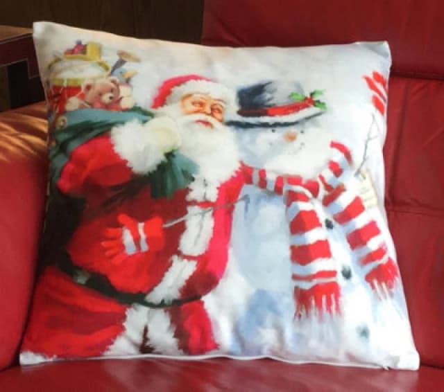 Luxury Living Santa & Snowman 18" Christmas Cushion