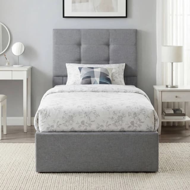 HOMCOM Upholstered Ottoman Bed, 3ft Single Storage Bed Frame, Grey Grey Unisex Single