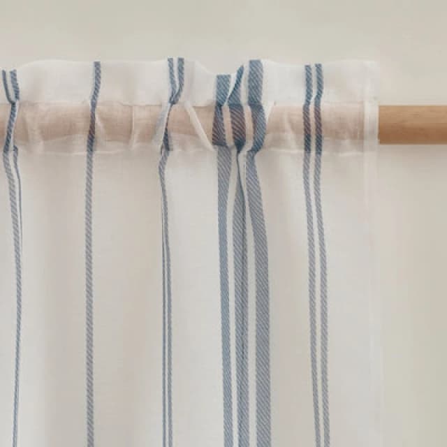 Catherine Lansfield Harbour Stripe Slot Top Ready Made Single Voile Curtain White