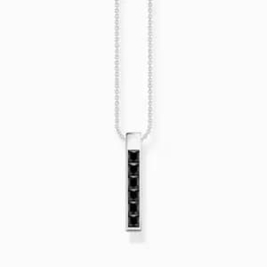 Sterling Silver Black Stones Necklace KE2113-643-11