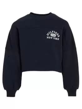 Tommy Hilfiger Girls Varsity Crew Sweatshirt - Desert Sky, Navy, Size Age: 10 Years, Women
