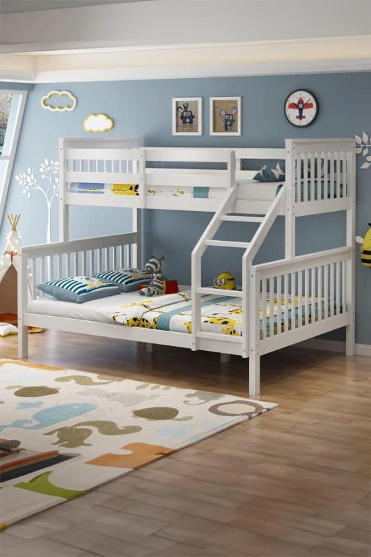 Slumberworx Noah White Wooden Triple Sleeper Bunk Bed - Single & Double, White 5.05574E+12