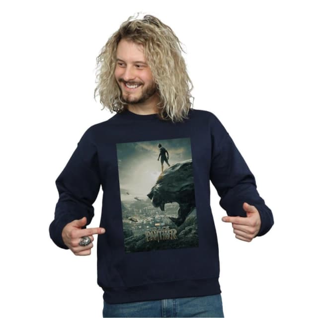Marvel Marvel Men Black Panther Poster Sweatshirt in Navy Size: Small Navy S Male 5057736581957