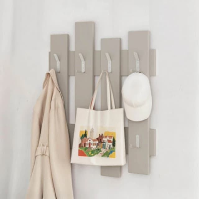 Decortie Wave Modern Wall-Mounted Coat Hanger With 8 Hooks Sandstone 69 Width