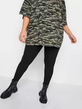 Yours Stirrup Ribbed Legging, Black, Size 16, Women