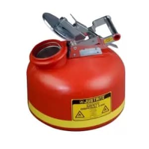 Safety Can for Liquid Disposal, S/S Hardware, 2 gallon, flame arrester, polyethylene, Red.