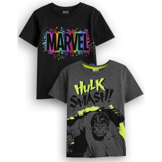 (7-8 Years) Marvel Short Sleeved T-Shirt (Boys Black)
