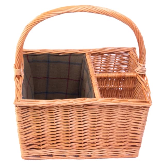 Red Hamper Wicker 2 Bottle with Lining Picnic Basket in Brown Brown Unisex
