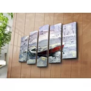 5PATK-132 Multicolor Decorative Canvas Painting (5 Pieces)