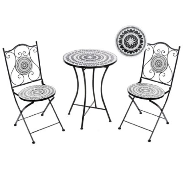 Beliani Bistro Set Folding Comiso Metal Black/ White
