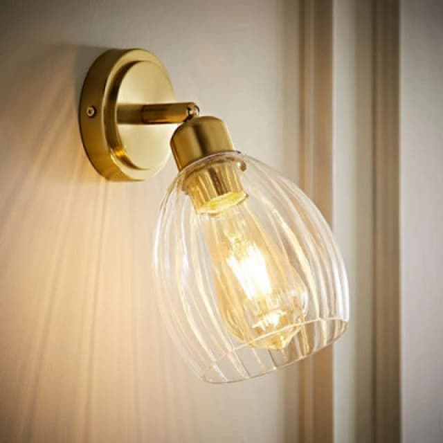 ValueLights ValueLights Cheltenham Ribbed Glass Dome Adjustable Spotlight Wall Light in Gold Gold One Size Unisex 5016529274629