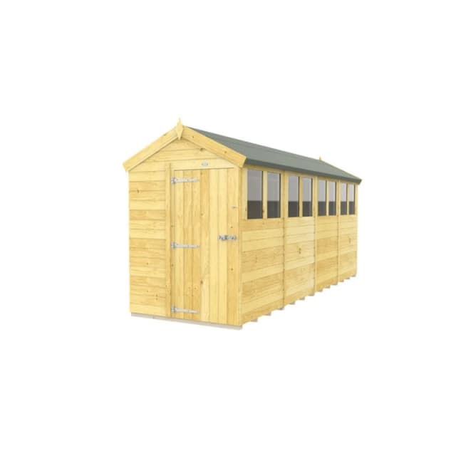Buttercup Farm 5 x 16 Feet Apex Shed - Single Door W/ Windows - L472 x W147 x H217cm in Brown Brown Unisex