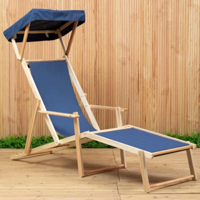 Orsina Blue Lounger, Easy To Clean Lounger Chair Outdoor, Weather-Resistant Chaise Lounge, Space-Saver Sun Lounger