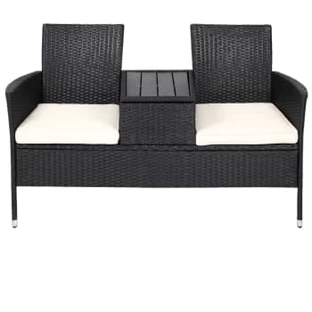 Poly Rattan Jack & Jill Bench Black WPC 143x64x88cm