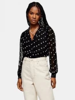 Topshop Heart Flocked Shirt - Mono