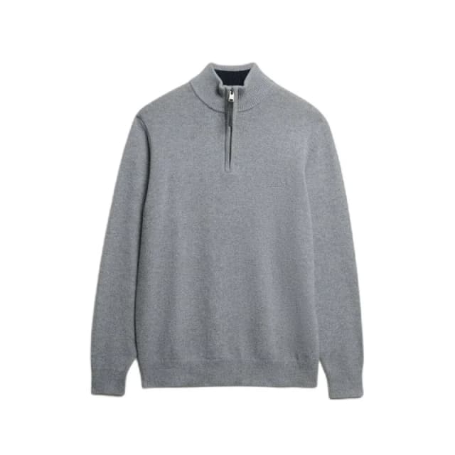 Superdry Wool Blend Half Zip Jumper Blue Grey Marl XXL