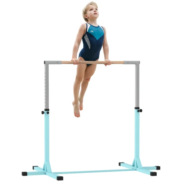 HOMCOM HOMCOM Adjustable Kids Gymnastics Bar Horizontal Training Steel - Blue