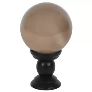 Smoke Grey Large Crystal Ball on Wooden Stand