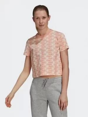 adidas Brand Love Cropped T-Shirt, Purple Size M Women