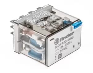 Finder, 24V dc Coil Non-Latching Relay 4PDT, 12A Switching Current Plug In, 4 Pole, 56.34.9.024.0040