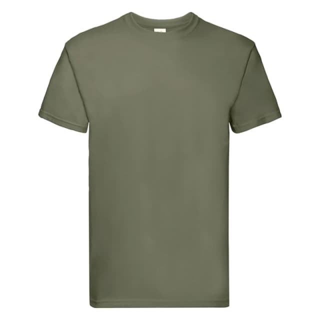 Fruit Of The Loom Fruit of the Loom Men Super Premium Short Sleeve Crew Neck T-Shirt in Olive Size: Small Olive S Male 5055747628463