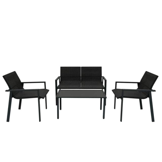 Monstershop Rattan Patio Furniture Set - Black Unisex