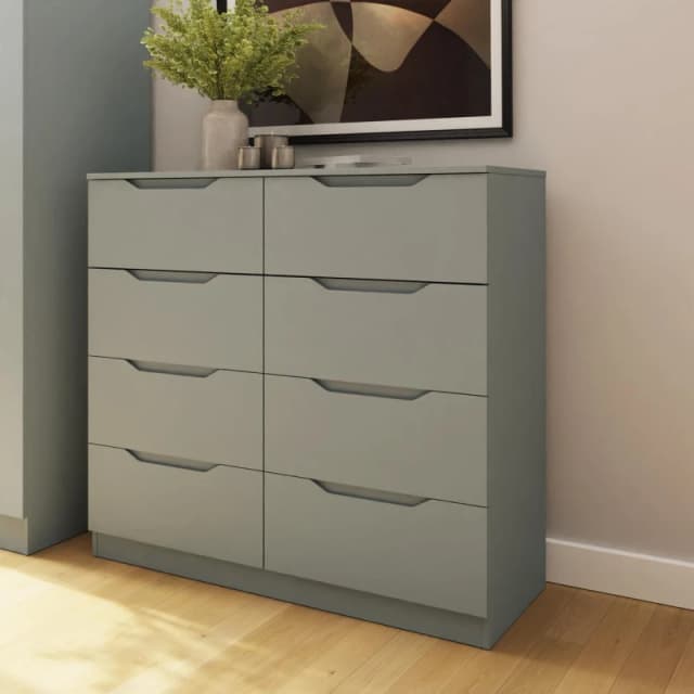 FWStyle FWStyle Luno Green 8 Drawer Modern Wide Chest Of Drawers Green One Size Unisex 5056413129789