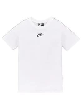 Nike Boys NSW Repeat Short Sleeve Tee - White Black, White/Black, Size M=10-12 Years