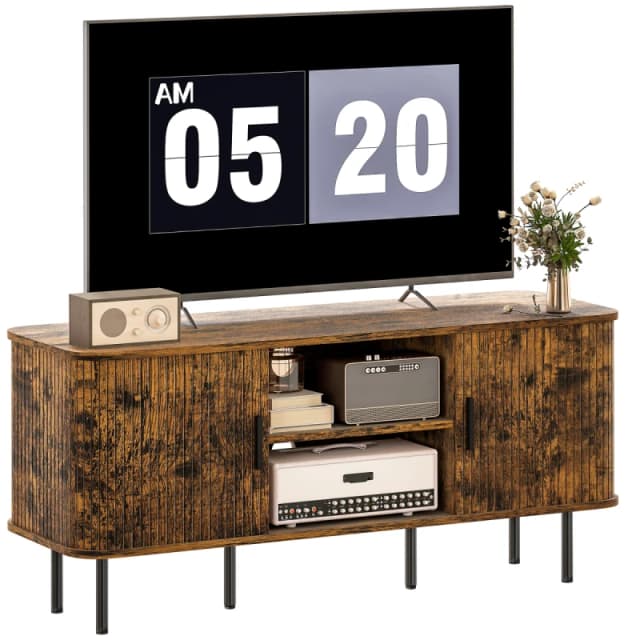 HOMCOM HOMCOM TV Unit Cabinet for TVs up to 55" with Storage Shelves in Brown Brown One Size Unisex 5063603044128