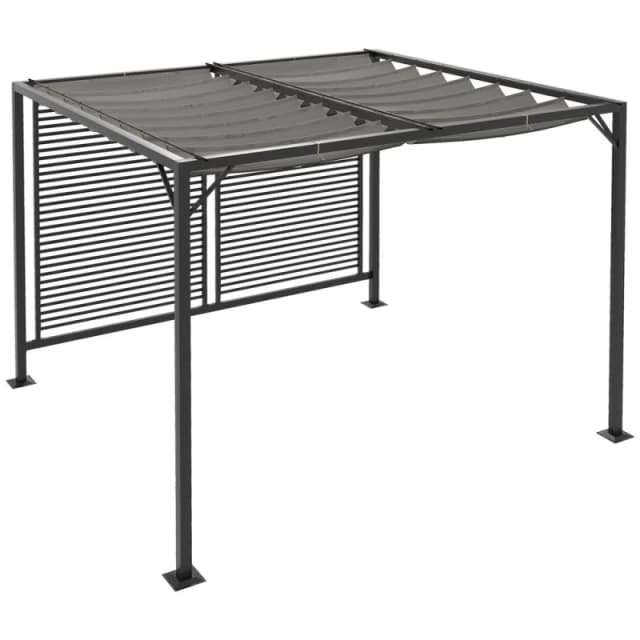 Outsunny Outsunny - Metal Pergola Patio Sun Shelter Grape Tent Retractable Canopy uv Cut Grey 5056725507893
