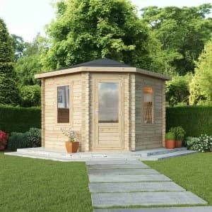 Mercia Corner Cabin 28mm Single Glaze - 3 x 3m