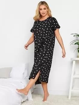 Yours Yours Bows And Spots Midaxi Nightdress, Black, Size 14-16, Women