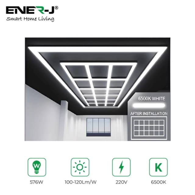 ENER-J 576W Designer Ceiling Lights with Frame 18 Square Boxes & border in White White Unisex