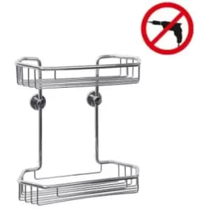 Tesa Draad Shelf 2 baskets, chrome aluminum, easy installation without drilling (40227-00000-00)