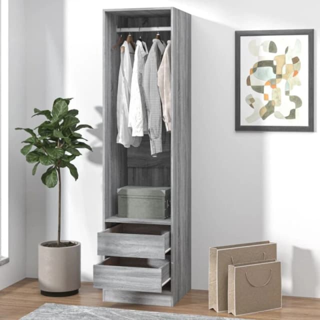 VIDAXL Wardrobe with Drawers Grey Sonoma 50x50x200cm Engineered Wood Vidaxl 8720286952658