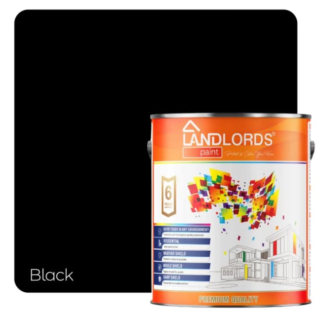 Landlords Paint - Matt Paint - Smooth Matt Finish For Walls & Ceilings - Black - 2.5L