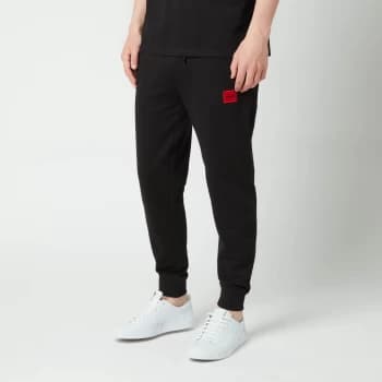 HUGO Mens Red Logo Patch Sweatpants - Black - M