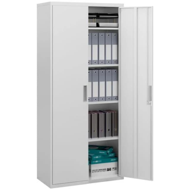 HOMCOM Lockable Metal Cabinet With 2 Doors, File Cabinet For Home Office, White 924-084V00WT