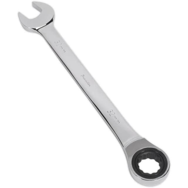 Loops 32mm Ratchet Combination Spanner - Chrome Vanadium Steel - 72 Tooth Ratchet Ring Metallics