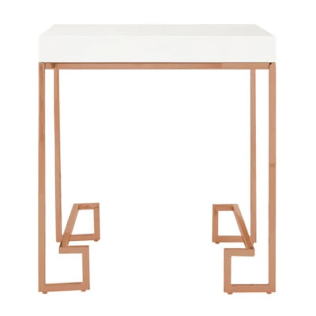 Premier Housewares Contemporary Rose Gold Angled Legs End Table, Versatile Sitting Room Side Table, Sturdy Lounge Side Table Gold