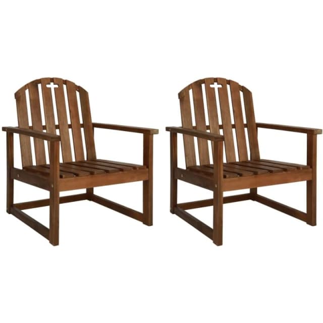 vidaXL 2x Solid Acacia Wood Garden Sofa Chairs with Armrests Outdoor Seat