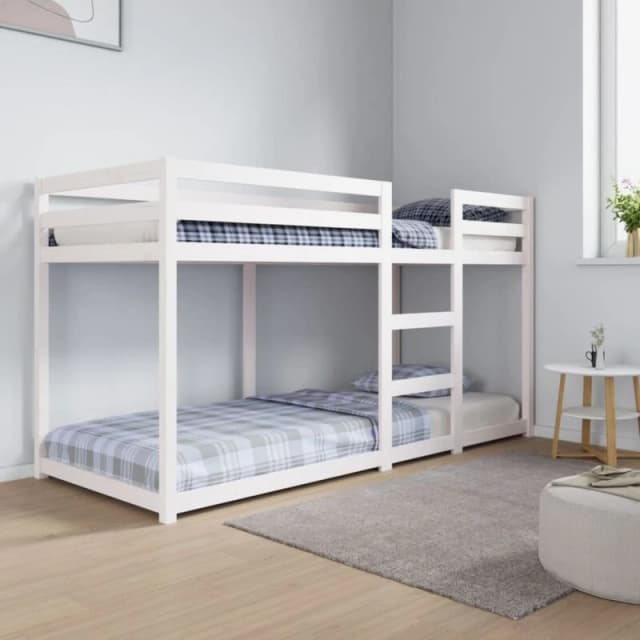 vidaXL Bunk Bed White 80x200cm Solid Wood Pine, White 821650
