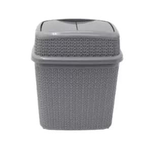 JVL Knit Design Loop Plastic 10 Litre Push Top Bin Grey 28 x 21 x 32.5 cm