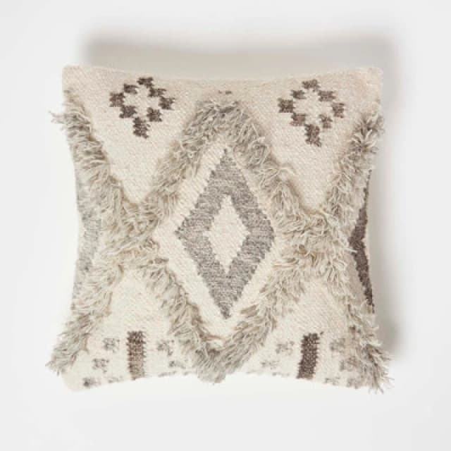 Homescapes Alta Handwoven Tufted Beige Kilim Cushion 45 X 45 Cm