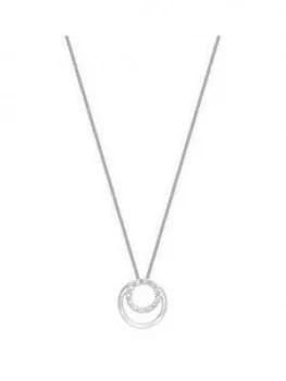 Love Diamond 9Ct White Gold Diamond Set Double Circle Slider Pendant Necklace