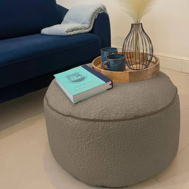 rucomfy Beanbags rucomfy Indoor Bean Bag Pouffe - Snug Drum Footstool in Beige Size: Medium Beige Unisex Medium