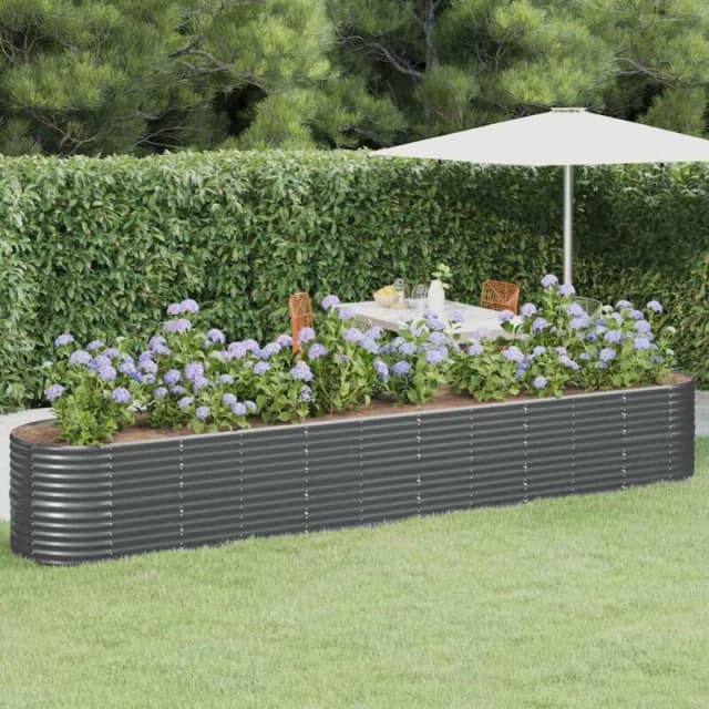 VIDAXL Garden Raised Bed Powder-coated Steel 440x80x68cm Anthracite Vidaxl 8720286856741