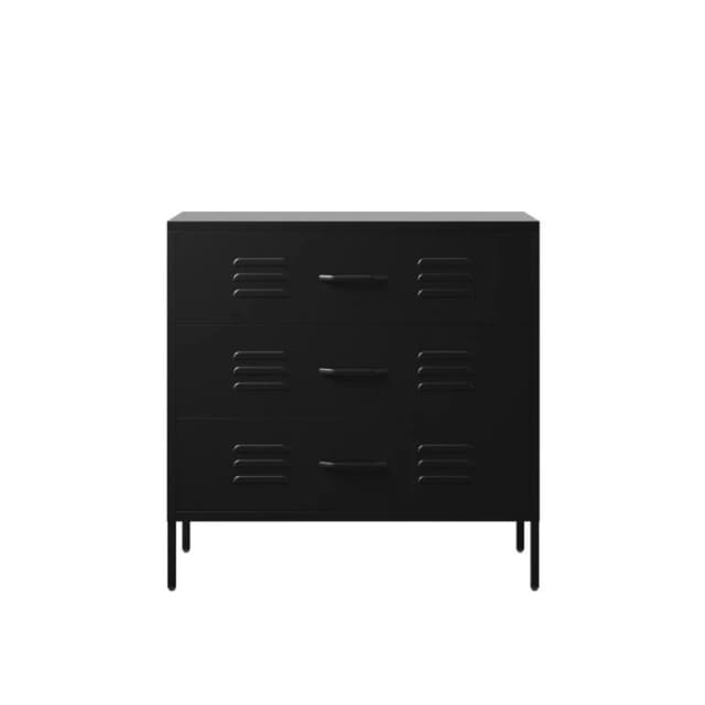 SO'HOME Serena Industrial Metal 3 Drawer Chest Black ONE SIZE